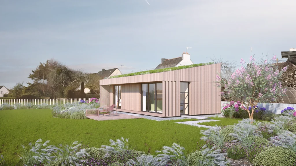Maison neuve en bois à Plouhinec, en Bretagne Sud – construction écologique et moderne